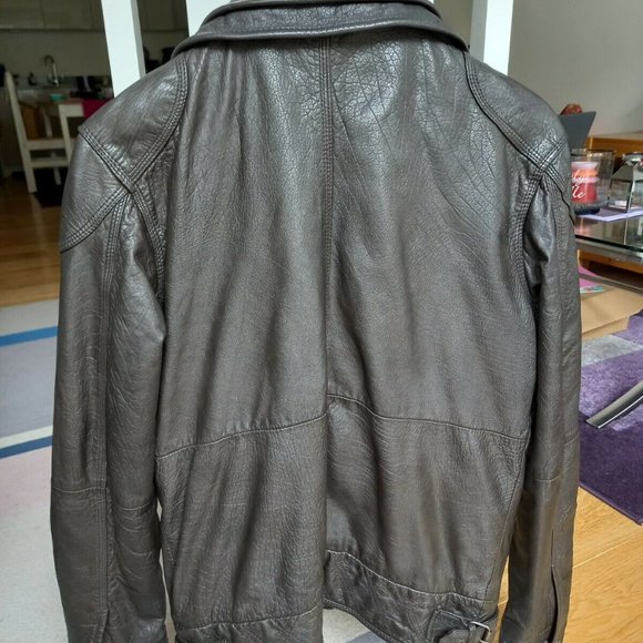 Superdry TARPIT ( badASS ) Leather Biker / Flight Jacket black - Picture 5 of 16